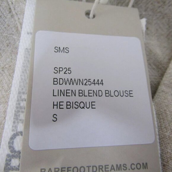 NEW BAREFOOT DREAMS Spring 2025 Womens Linen Blend Long Sleeve Blouse Size S - Picture 11 of 12